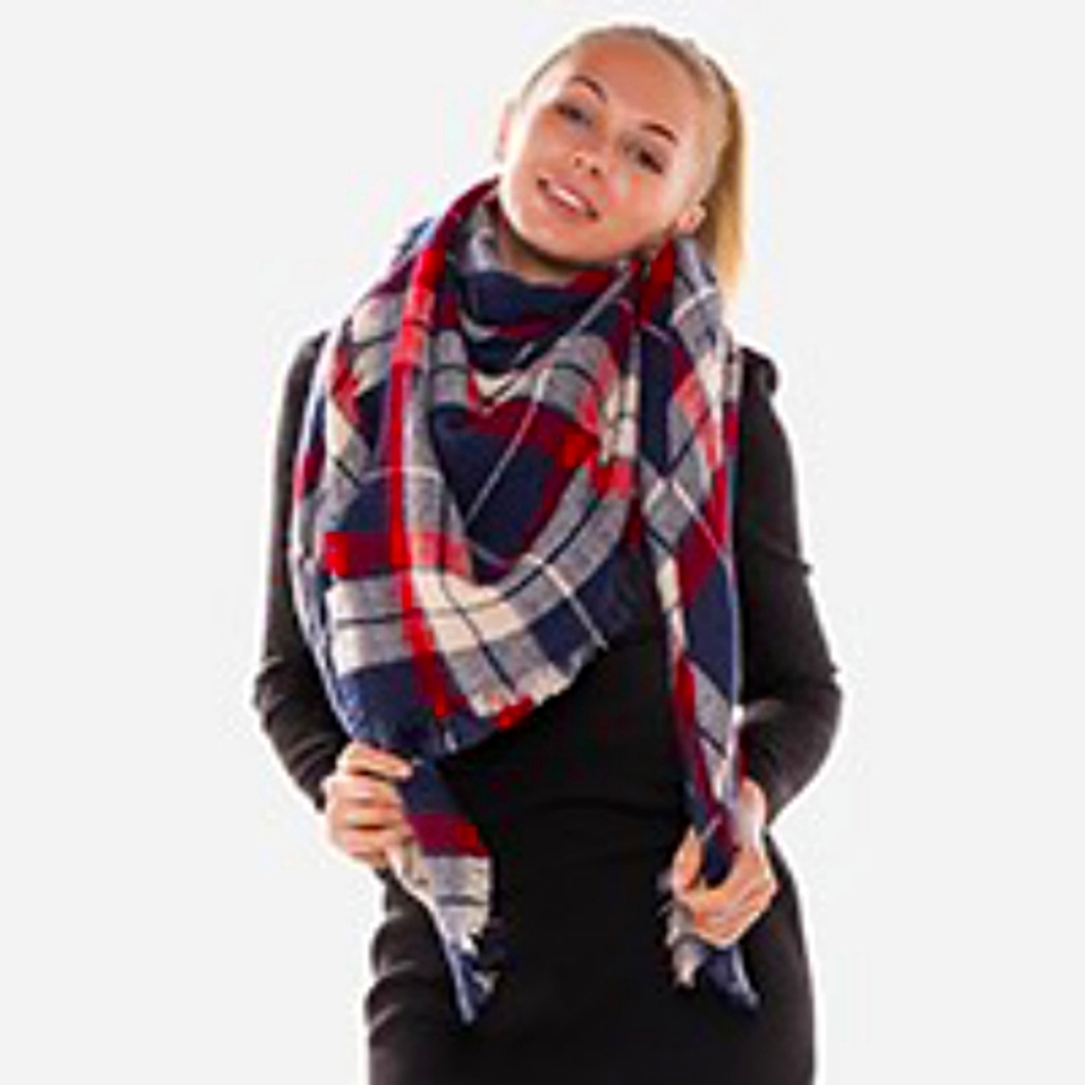 Plaid Check Blanket Scarf